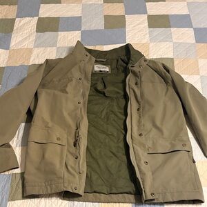 Men's Large Olive Green Duck Camp Canvas Wax Jacket